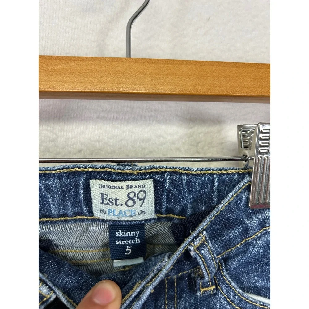 Casual The‎ Childrens Place Girls Size 5 Blue Skinny Stretch Heart Denim Jeans